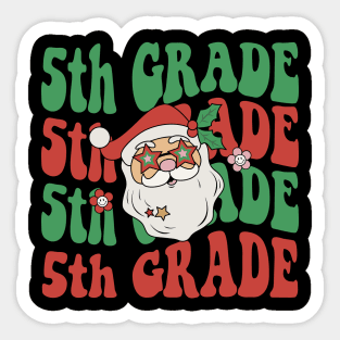 Christmas Teacher 5th Grade Santa Hat Back To School Sticker